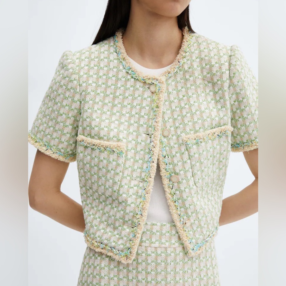 Mango Tweed Short Sleeve Jacket XL